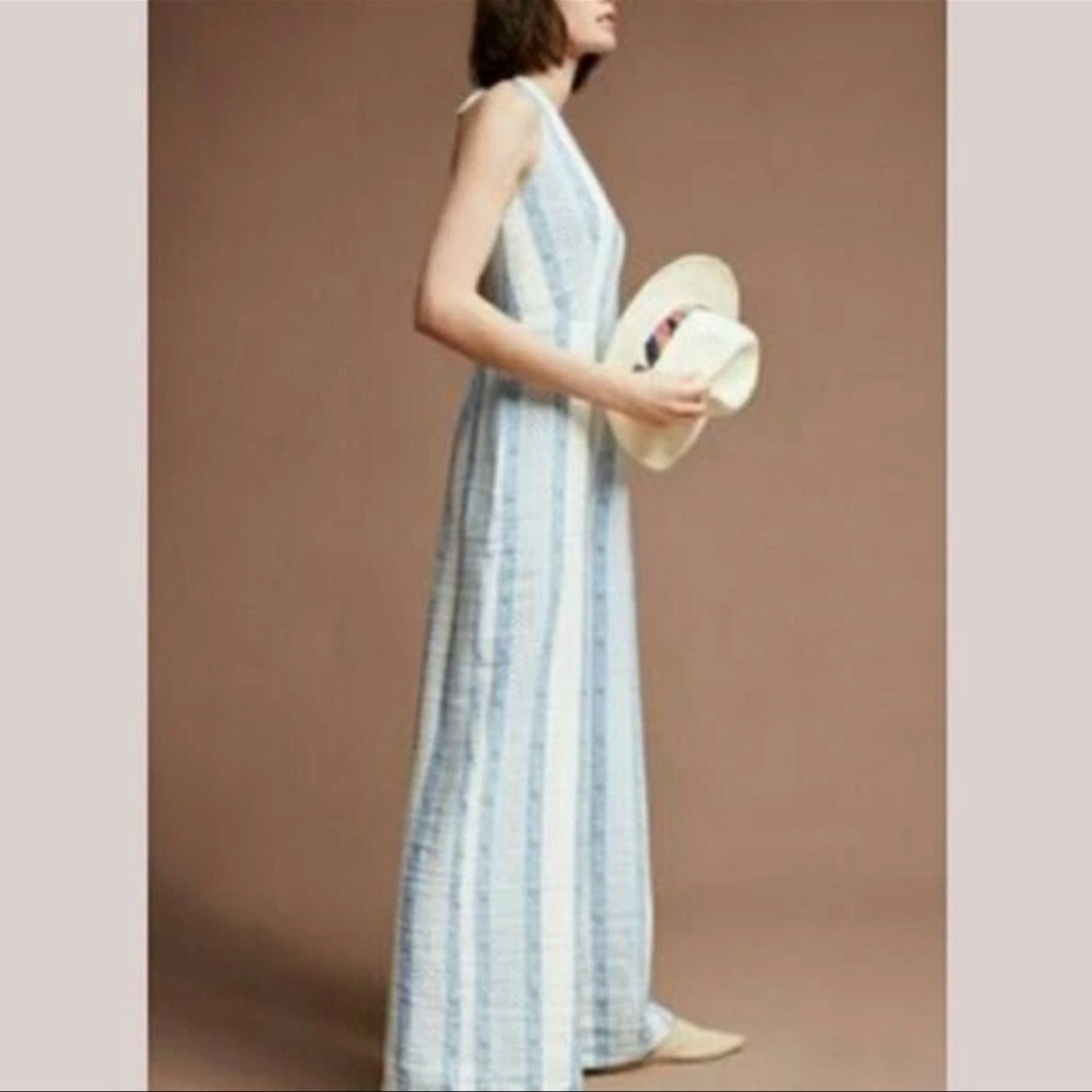 Anthropologie Revolve Line + Dot Agatha Striped Halter Jumpsuit Sz S Fully lined - Picture 2 of 12
